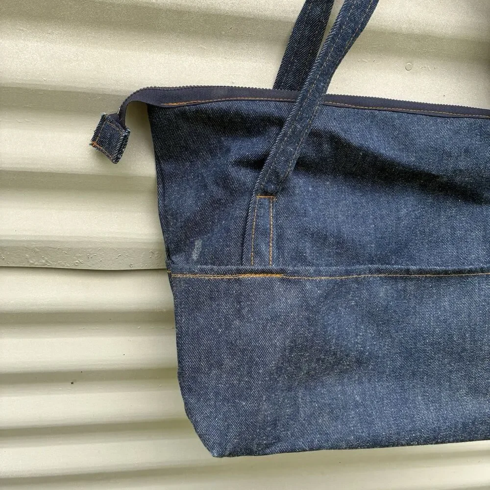 TANNER GOODS Vintage Selvedge Denim Gardening Boat Tote Bag Talon Zipper